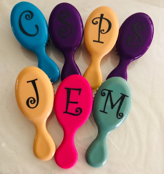 Personalized Mini Hairbrush, Travel Size, Initial Gift