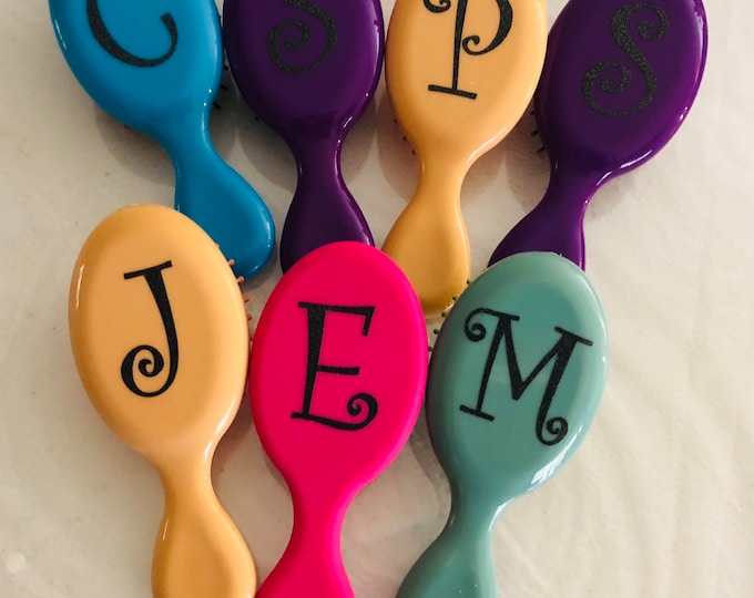 Personalized Mini Hairbrush, Travel Size, Initial Gift