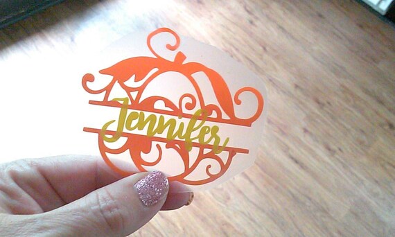 Custom Pumpkin Name Decal - Fall Cup or Door Sticker