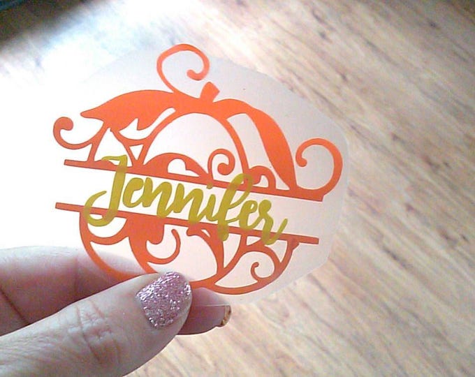 Custom Pumpkin Name Decal - Fall Cup or Door Sticker