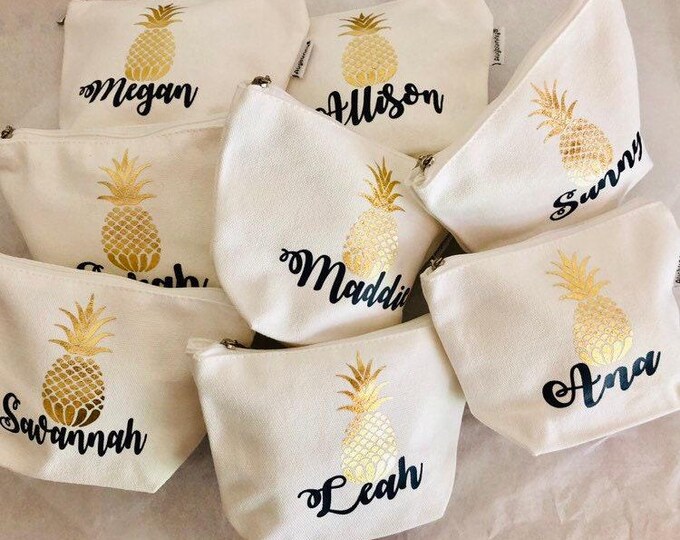 Personalized Bridesmaid Proposal Makeup Bag: Cotton Canvas Gift