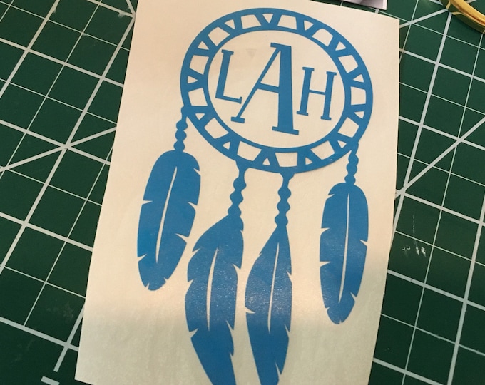 Personalized Dream Catcher Decal: Vinyl Sticker for Cups - Custom Monogram