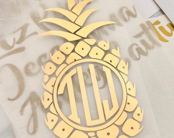 Bachelorette Pineapple Iron On Decal, Personalized Monogram (3.5-9 inch)