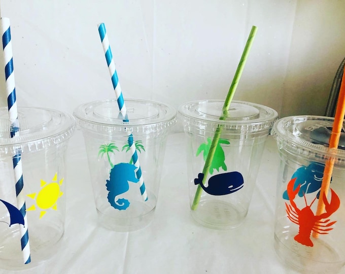 Beach Theme Birthday Cups: Undersea Party Favors