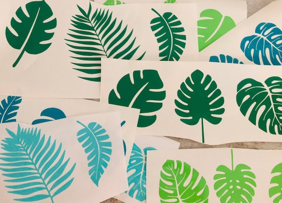 Monstera Leaf Stickers: Tropical Party Decals, Removable Vinyl