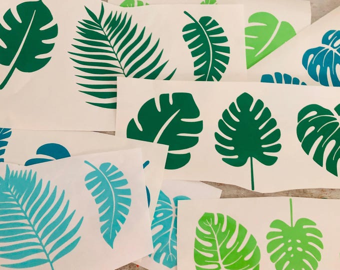 Monstera Leaf Stickers: Tropical Party Decals, Removable Vinyl