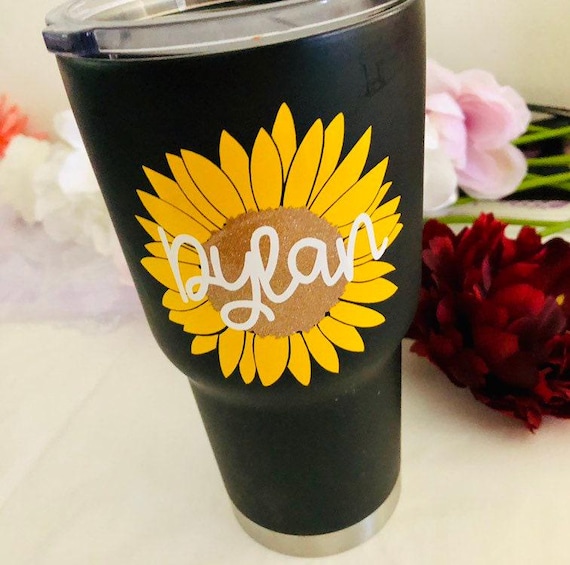 Sunflower Vinyl Decal: Personalized Name Sticker - Outdoor Durable