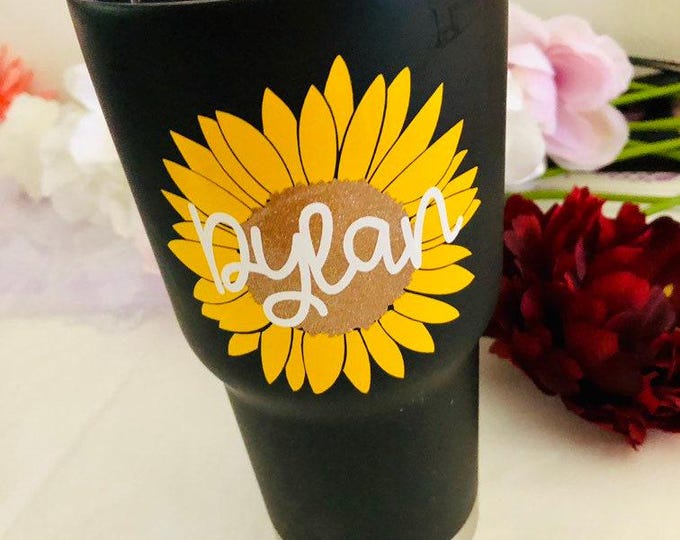 Sunflower Vinyl Decal: Personalized Name Sticker - Outdoor Durable