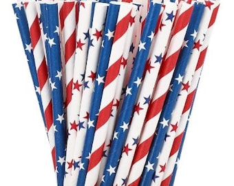 Stars and Stripes Paper Straws and/or table scatter, 4th of July Party