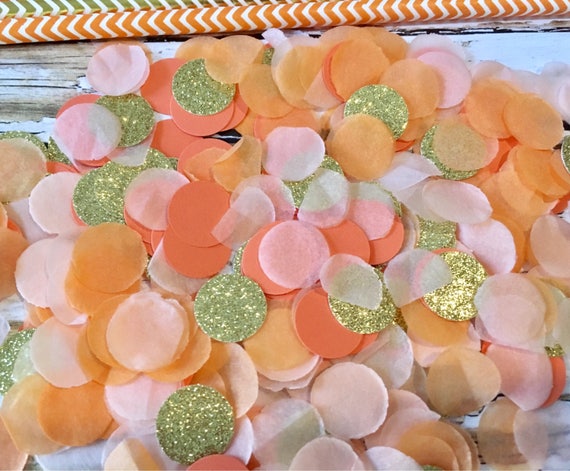 Peach, Coral & Gold Glitter Confetti: Party Decor