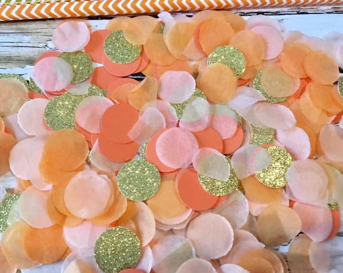 Peach, Coral & Gold Glitter Confetti: Party Decor