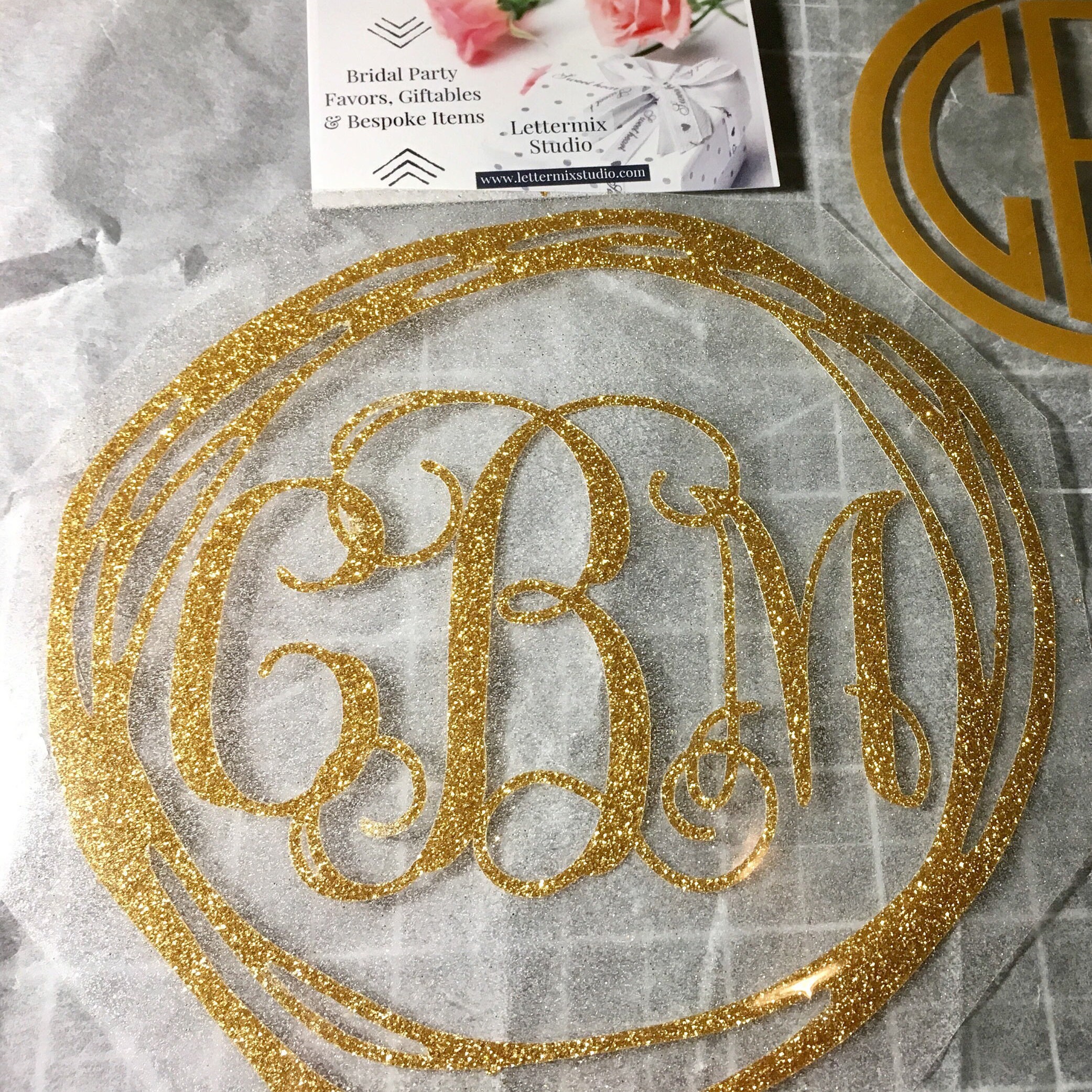 Glitter Iron on monogram Heat transfer vinyl iron on Boho Etsy
