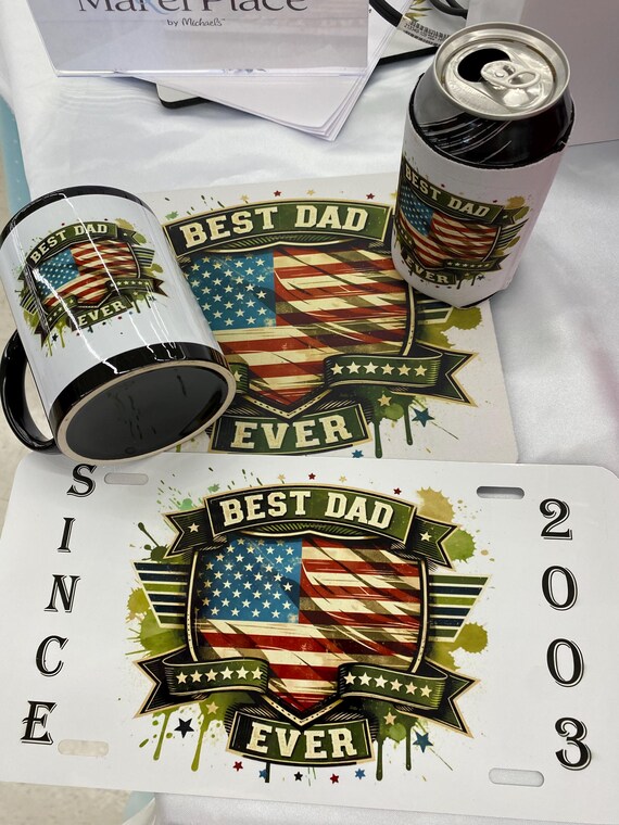 Corporate Gifts for Men, Dad Gift Set: Veteran License Plate, Mug, Mouse Pad