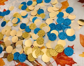 Teal and Gold Confetti, Prom decor, Bachelorette party confetti, Table scatter, 40th birthday party decor