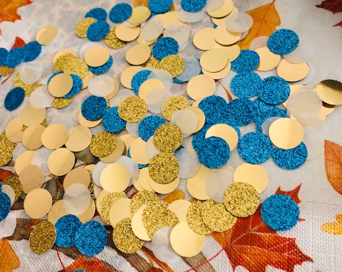 Teal and Gold Glitter Confetti: Party Table Decor
