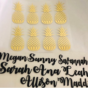 Pineapple Iron ons with name, Girls Getaway Shirt Decals