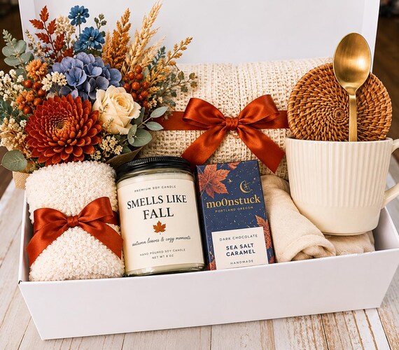 Nurse Graduation Gift - Self Care Gift Box – Cozy Blanket Gift Basket - Fall Gift Box