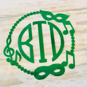 Mardi Gras Monogram Iron-On: Custom Initials for Party Shirts