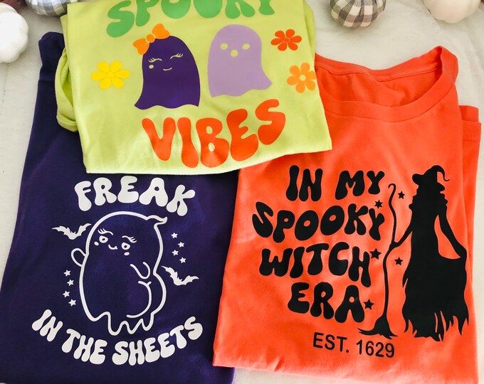 Halloween Graphic Tee: Spooky Vibes, Witch Era, Ghost Shirt