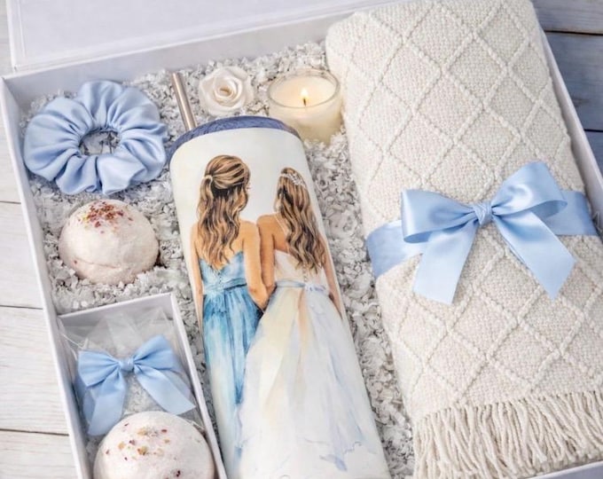 Bridesmaid Proposal Gift Box | Personalized Tumbler, Blanket & Scrunchie
