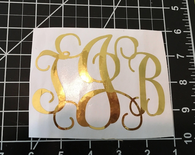 Monogram Sticker Set: Gold Foil Initial Decals (Custom Size & Font)