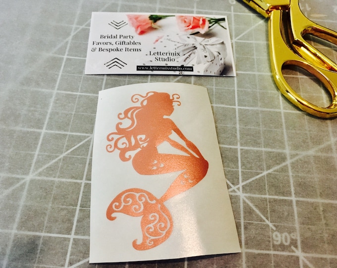 Rose Gold Mermaid Decal: Boho Chic Vinyl Sticker