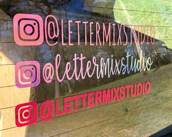 Custom Social Media Car Decal, Business Name Vinyl (Multiple Colors)