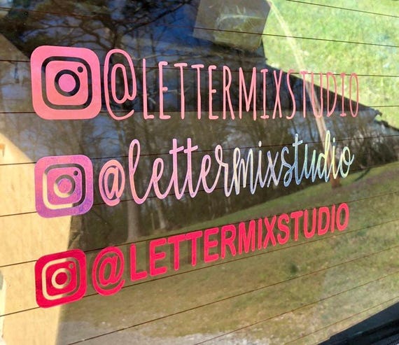 Custom Social Media Car Decal, Business Name Vinyl (Multiple Colors)