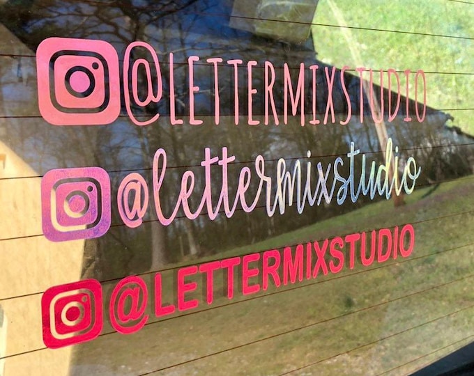 Custom Social Media Car Decal, Business Name Vinyl (Multiple Colors)