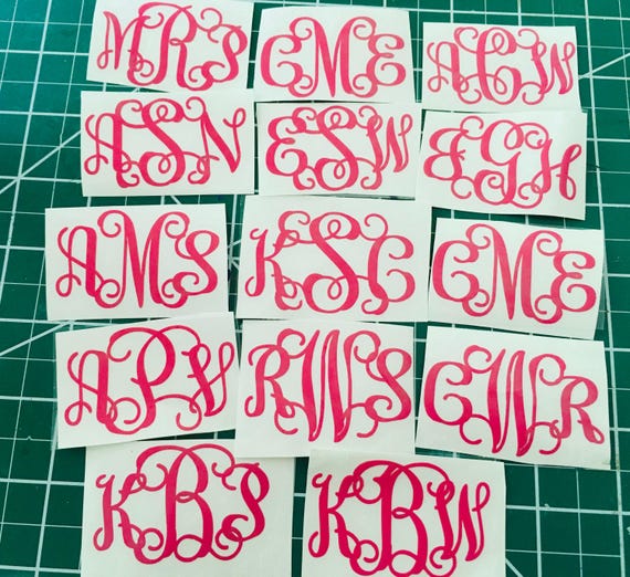 Monogram Decal Set: Dorm Room and Binder Stickers (5 Pieces, Custom)