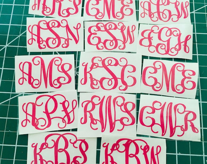 Monogram Decal Set: Dorm Room and Binder Stickers (5 Pieces, Custom)