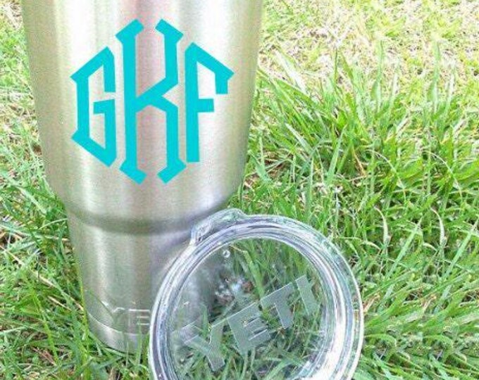 Vinyl Monogram Decal: Personalized Cup Stickers (Multiple Sizes & Colors)