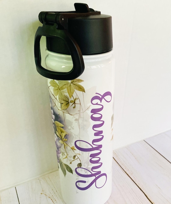 Personalized Stainless Water Bottle with Lid & Straw - 20 oz Birthday Gift