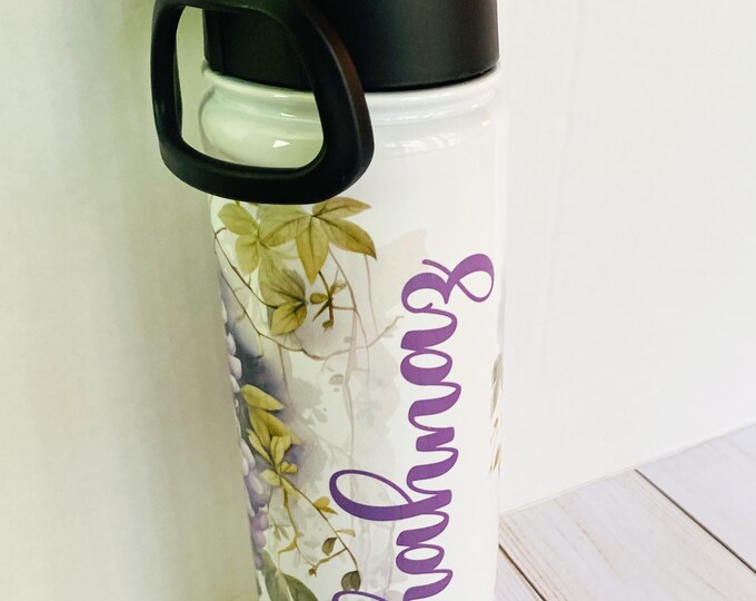 Personalized Stainless Water Bottle with Lid & Straw - 20 oz Birthday Gift