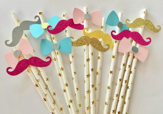 Gender reveal decorations, Paper straws, Baby shower decor, Party gamess, Gifts