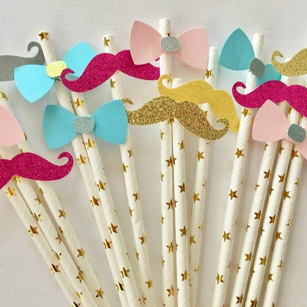 Gender reveal decorations, Paper straws, Baby shower decor, Party gamess, Gifts