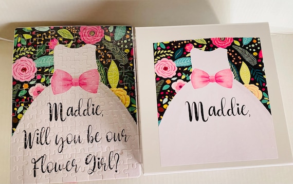 Personalized Flower Girl Puzzle Gift Box: Iridescent 104-Piece Puzzle