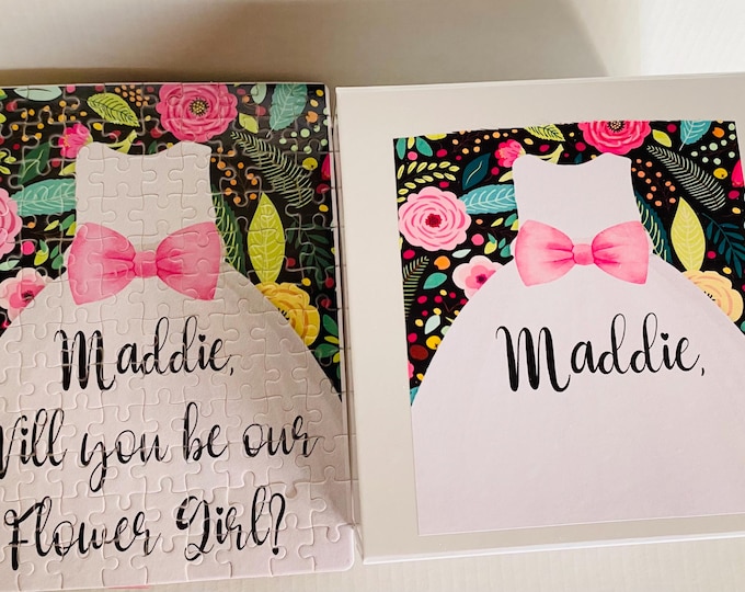 Personalized Flower Girl Puzzle Gift Box: Iridescent 104-Piece Puzzle