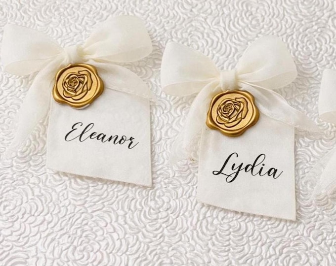 Handmade Calligraphy Name Tags with Vellum, Wax Seals – Deckled Edge Paper