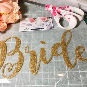 Bride Iron On Lettering: Silver Glitter - DIY Shirt or Bag