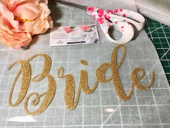 Bride Iron On Lettering: Silver Glitter - DIY Shirt or Bag