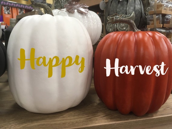 Fall Pumpkin Decal: Happy Harvest Vinyl Door Decor