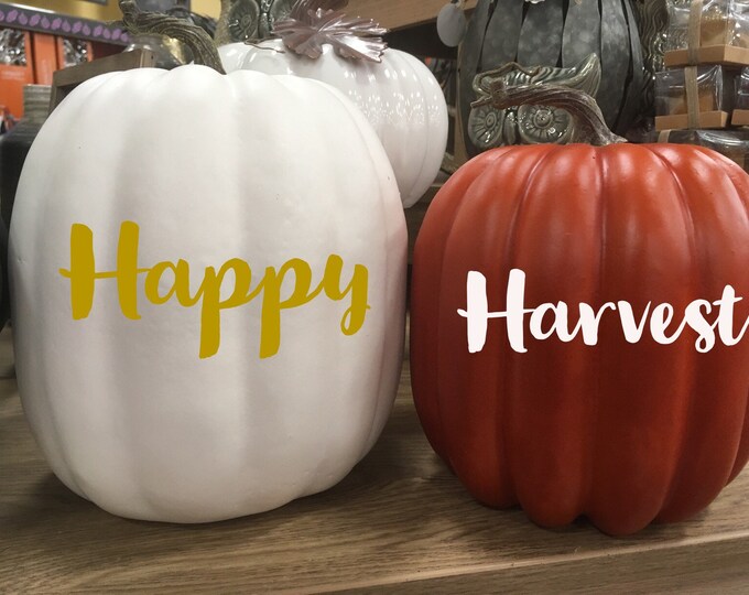 Fall Pumpkin Decal: Happy Harvest Vinyl Door Decor