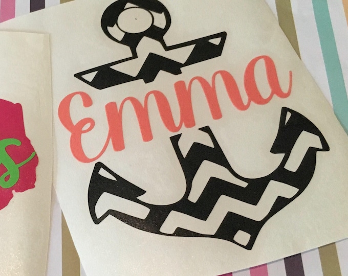 Anchor Decal Sticker: Custom Name Nautical Design - Outdoor Vinyl