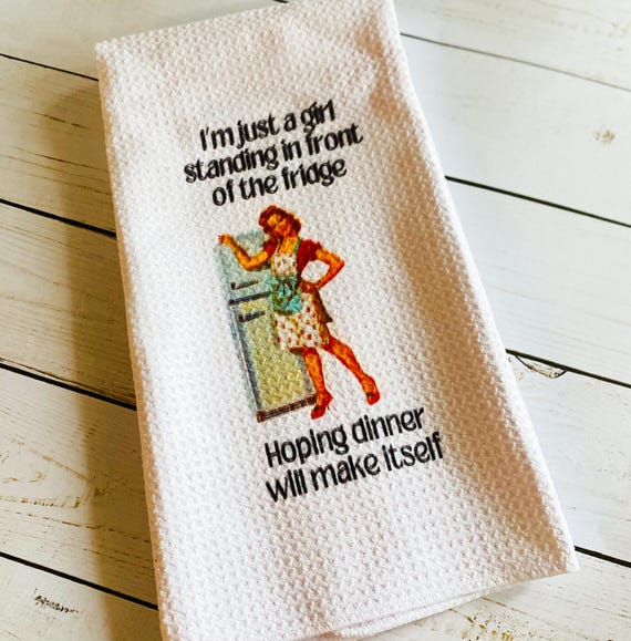 Retro Kitchen Towel: Funny Vintage Kitchen Decor, Gift for Mom