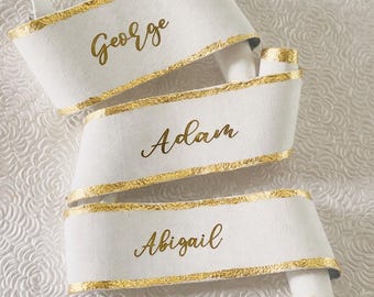 Scroll Wine flute Cards – Calligraphy Guest Seating Tags – Handmade deckled edge paper