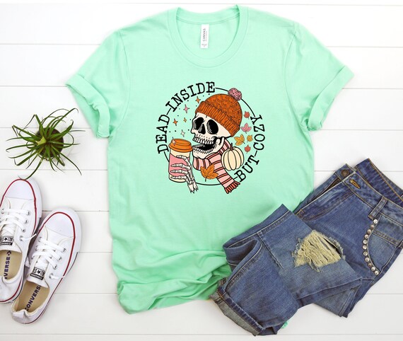 Dead Inside Skull Fall T-shirt, Halloween Pumpkin Picking Shirt