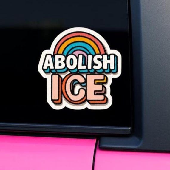 Abolish ICE protest Stickers, Weatherproof Vinyl Decal
