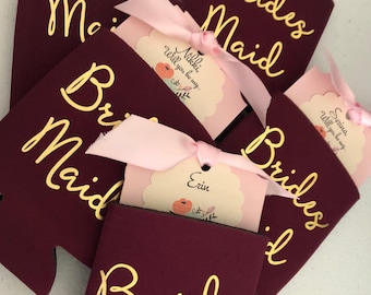 Burgundy & Rose Gold Bridesmaid Can Holder: Maid of Honor Proposal Gift