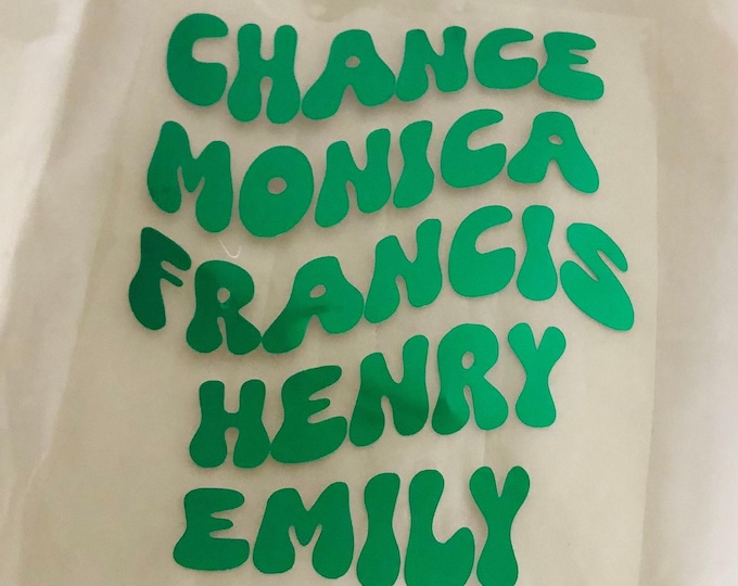 Family Name Iron-On: Stacked Vinyl Decals (Shirts, Pillows, Totes)